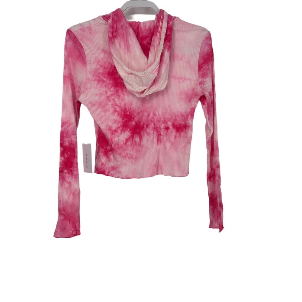 💖 NWT 3 Pc Pink Tie Dye Lounge Set Crop Cami Flare Pants Hoodie L 💖 - Picture 3 of 11